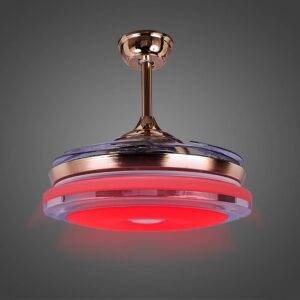 Ventilador con Iluminación Led 3pasos 72W, RGB, Bocina BT, Nikel